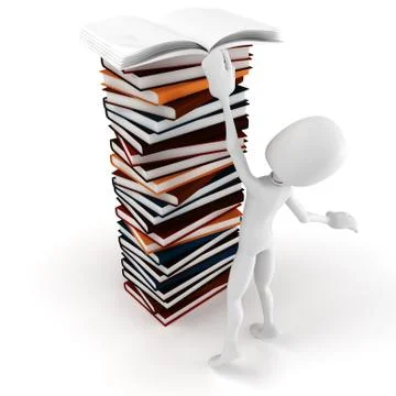 3d man trying to reech for a book Stock Illustration