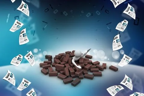 3d man under the bricks Stock Illustration