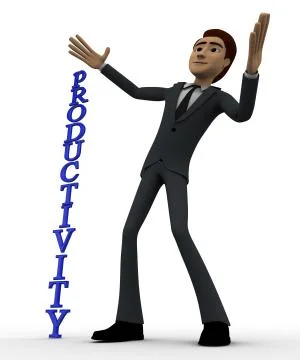 3d man with vertical productivity concept Stock Illustration