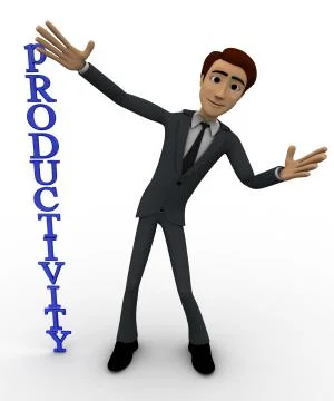 3d man with vertical productivity concept Stock Illustration