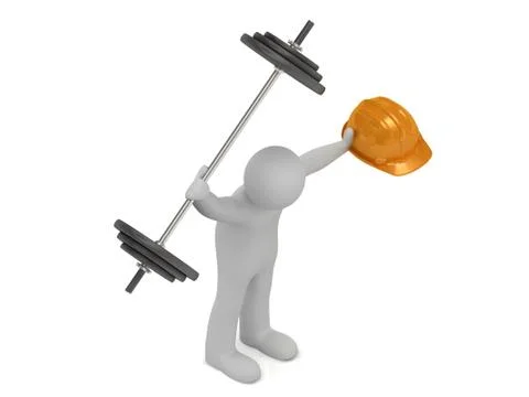 3d man very strong keeps one hand greater barbell and in other hand he keeps  イラスト素材