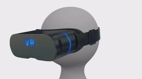 3d man in a virtual reality glasses looks around. Seamless loop. Alpha included. Stock Footage 62828761
