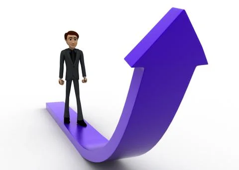 3d man walking in  a arrow concept Stock Illustration