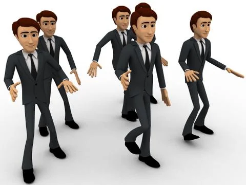 3d man walking in group concept Stock Illustration