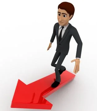 3d man walking on red arrow concept Stock Illustration