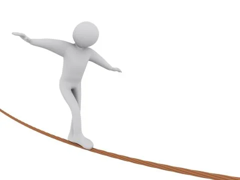 3d man walking on rope Stock Illustration