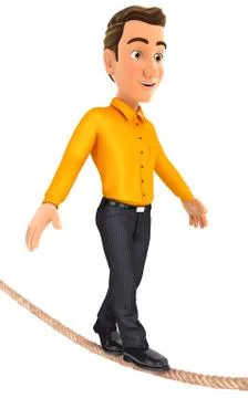 3d man walking on a rope Stock Illustration