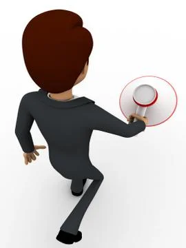 3d man walking with speaker in hand concept Stock Illustration