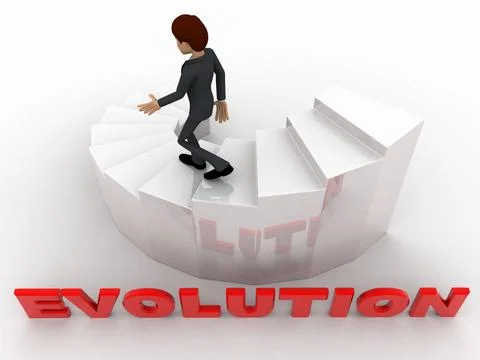 3d man walking on stair with evolution concept 3d man walking on stair wit... Stock Photos