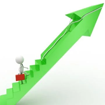 3d man walking through arrow  stairs Stock Illustration