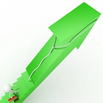 3d man walking through arrow  stairs Stock Illustration