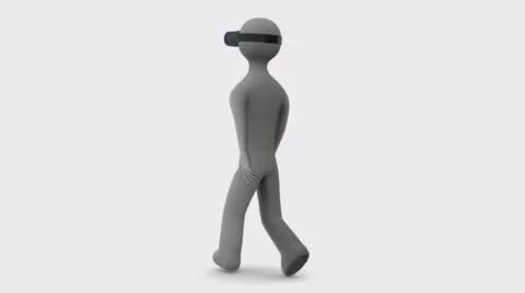 3d man walking in a virtual reality headset on white and transparent background. Stock Footage 64213245