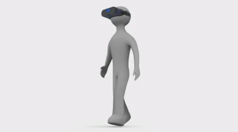 3d man walking in a virtual reality headset. Loop Stock Footage 64214607