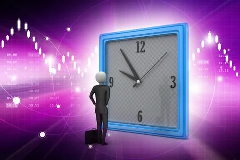 3d man watching the clock Stock Illustration