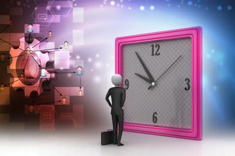 3d man watching the clock Stock Illustration