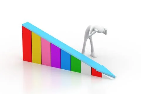 3d man watching the loss graph Free Stock Illustration