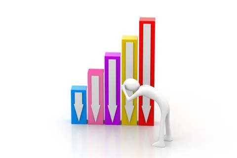 3d man watching the loss graph Free Stock Illustration
