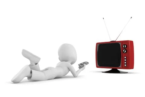 3d man watching tv Stock Illustration