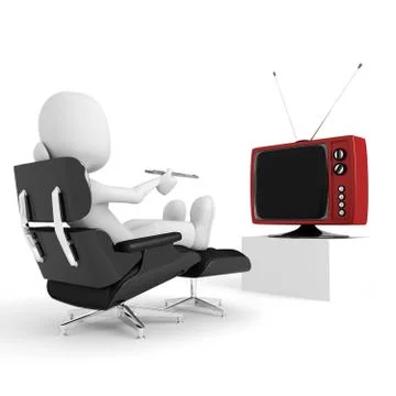 3d man watching tv Stock Illustration