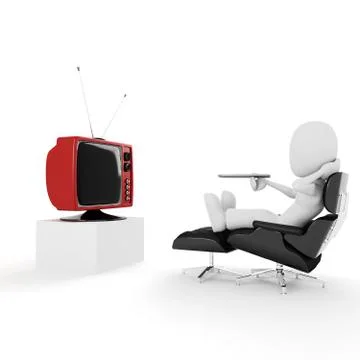 3d man watching tv Stock Illustration