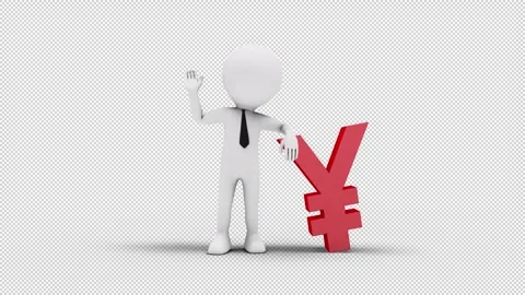 3D Man Waving Hand Leaned To Yen Sign with transparent (alpha) background Vídeos de archivo 249608027
