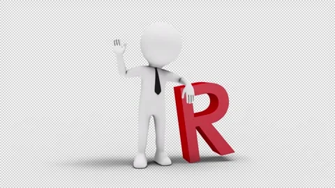 3D Man Waving Hand Leaned To South African Rand Sign with transparent (alph.. Stock Footage 249608338