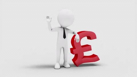 3D Man Waving Hand Leaned To Pound Sign with transparent (alpha) background Stock Footage 249608498