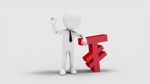 3D Man Waving Hand Leaned To Mongolian Togrog Sign with transparent (alpha).. Vídeos de archivo 249608965