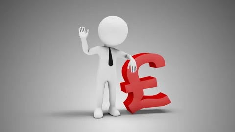 3D Man Waving Hand Leaned To Pound Sign Stock Footage 249614010