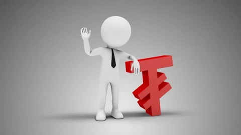 3D Man Waving Hand Leaned To Mongolian Togrog Sign Stock Footage 249614057