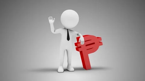 3D Man Waving Hand Leaned To Philippine Peso Sign Vídeos de archivo 249614080