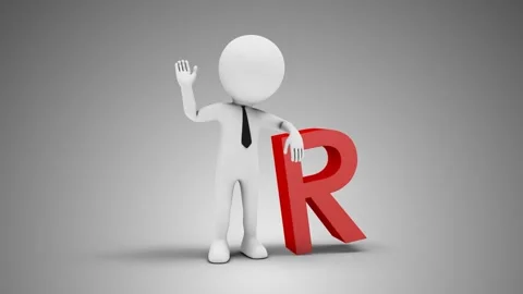 3D Man Waving Hand Leaned To South African Rand Sign Stock Footage 249614092