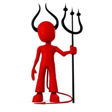 3d man, wearing devil suite, with bih horns. isolated on white Stock Illustration