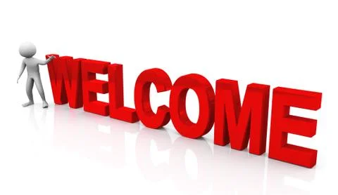 3d man with welcome text Stock Illustration