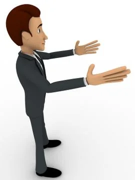 3d man welcoming with open hands concept Stock Illustration