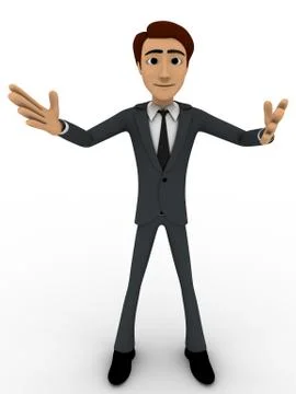3d man welcoming with open hands concept Stock Illustration