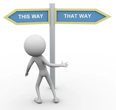 3d man which way to go Stock Illustration