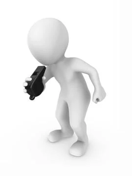 3d man with whistle. Security concept. Stock Illustration