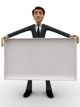 3d man with white empty borad concept Stock Illustration