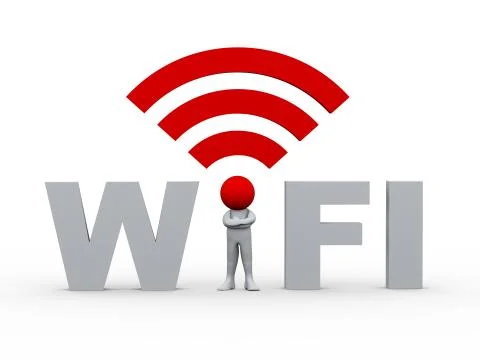 3d man in the wifi Stock Illustration