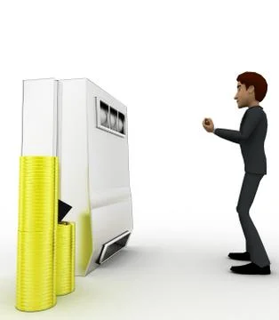 3d man win on rolling casino machine concept Stock Illustration