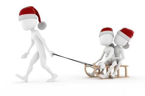 3d man winter time, playing in the snow Stock Illustration