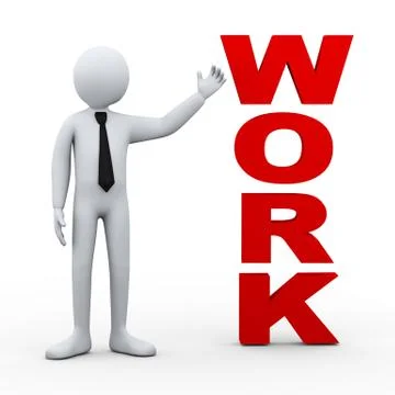 3d man work word presentation Stock Illustration