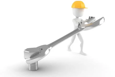 3d man worker, isolated on white background Stock Illustration