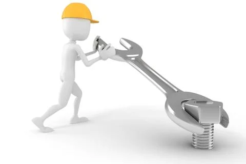 3d man worker, isolated on white background Stock Illustration