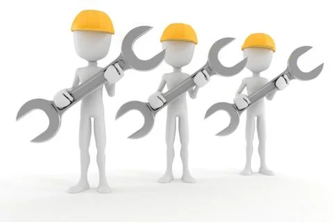 3d man worker, isolated on white background Stock Illustration