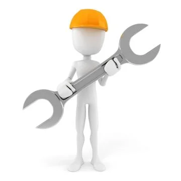 3d man worker, isolated on white background Stock Illustration