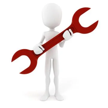 3d man worker, isolated on white background Illustrazione stock