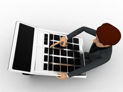 3d man working and calculate on calculator concept Stock Illustration