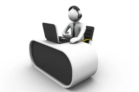 3d man working in a call center. Stock Illustration